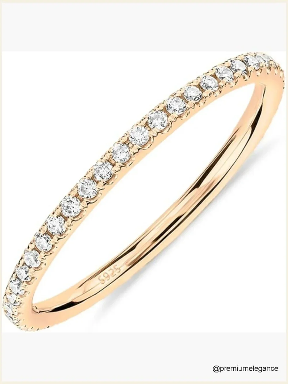 Solid 925 Sterling Silver CZ Simulated Diamond Stackable Eternity Ring Bands